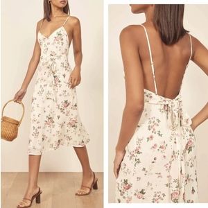 Reformation Floral Midi Sleeveless V Neck Dress